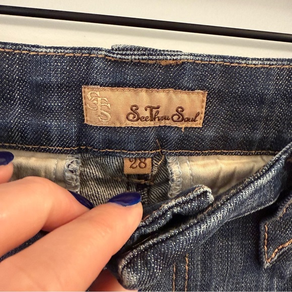 Women's See Thru Soul blue denim Y2K Shorts size 28 - Picture 4 of 6